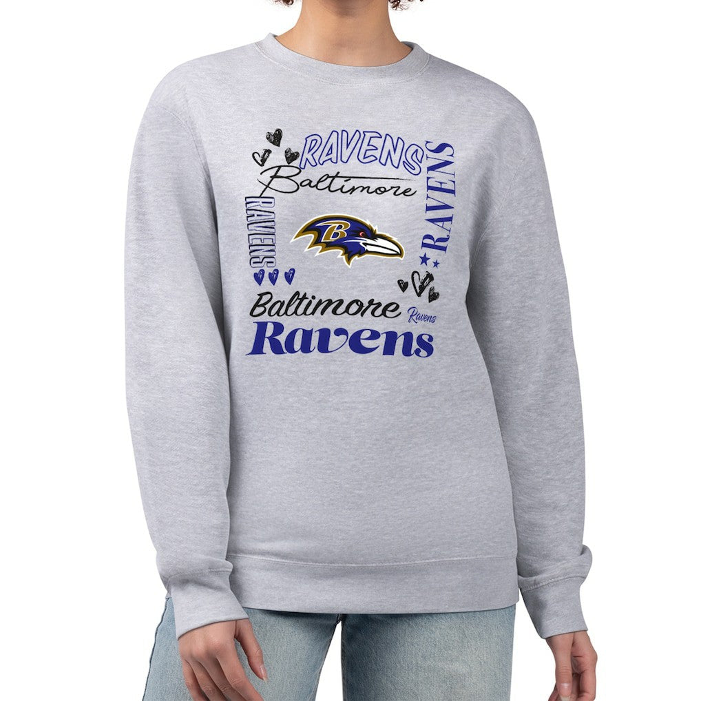 Baltimore Ravens G-III 4Her by Carl Banks Women's Collage Graphic Fleece Pullover Sweatshirt Heather Gray