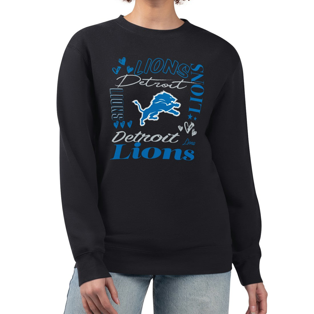 Detroit Lions G-III 4Her by Carl Banks Women's Collage Graphic Fleece Pullover Sweatshirt Black