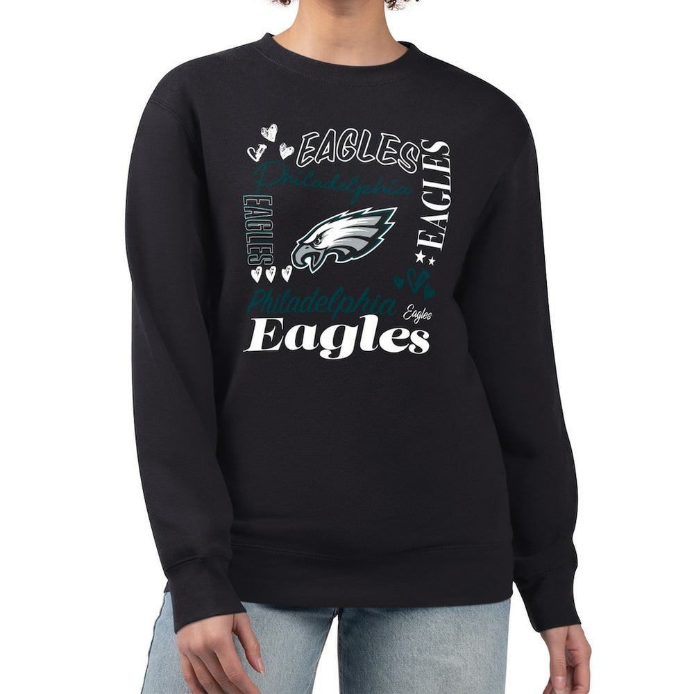 Philadelphia Eagles G-III 4Her by Carl Banks Women's Collage Graphic Fleece Pullover Sweatshirt Black