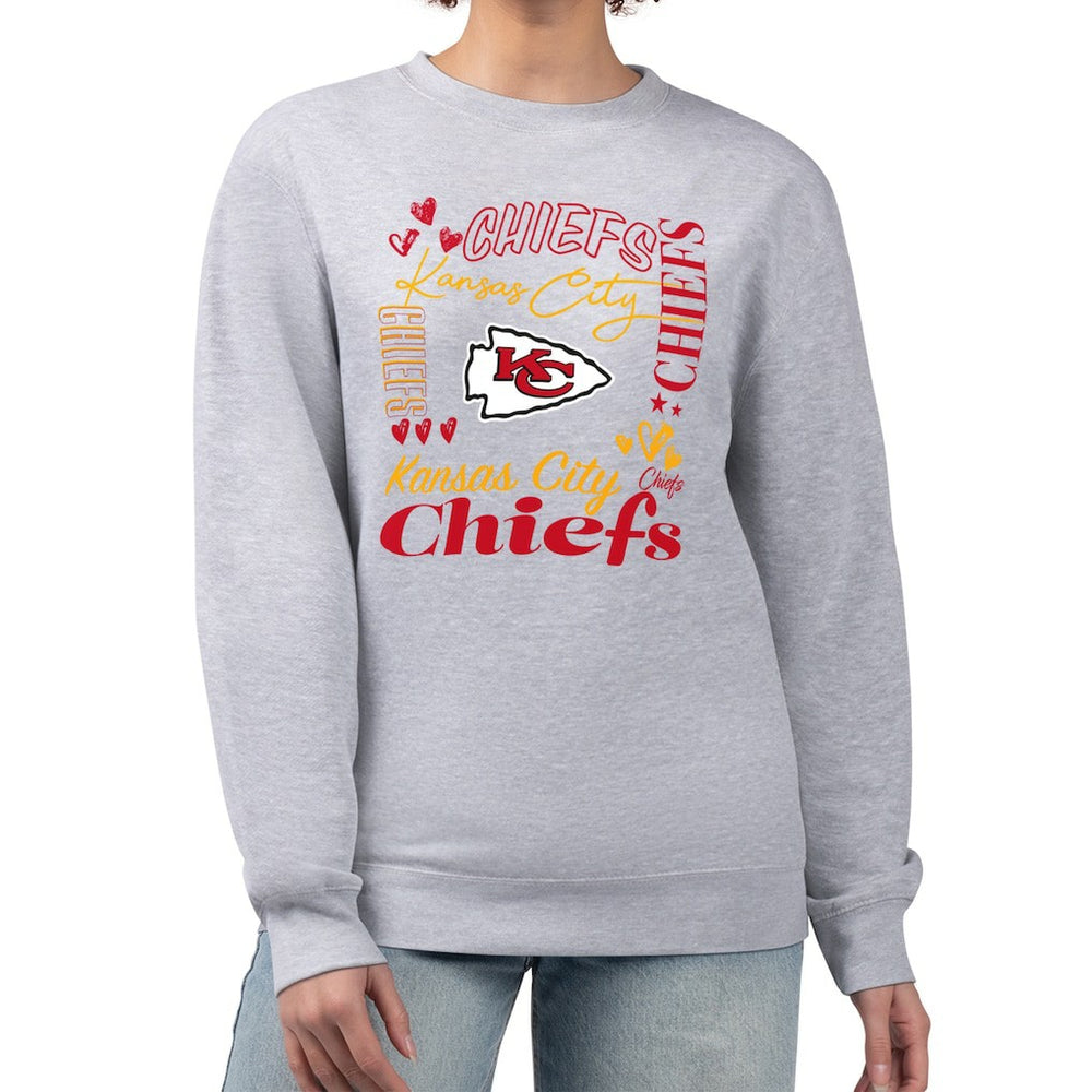 Kansas City Chiefs G-III 4Her by Carl Banks Women's Collage Graphic Fleece Pullover Sweatshirt Heather Gray