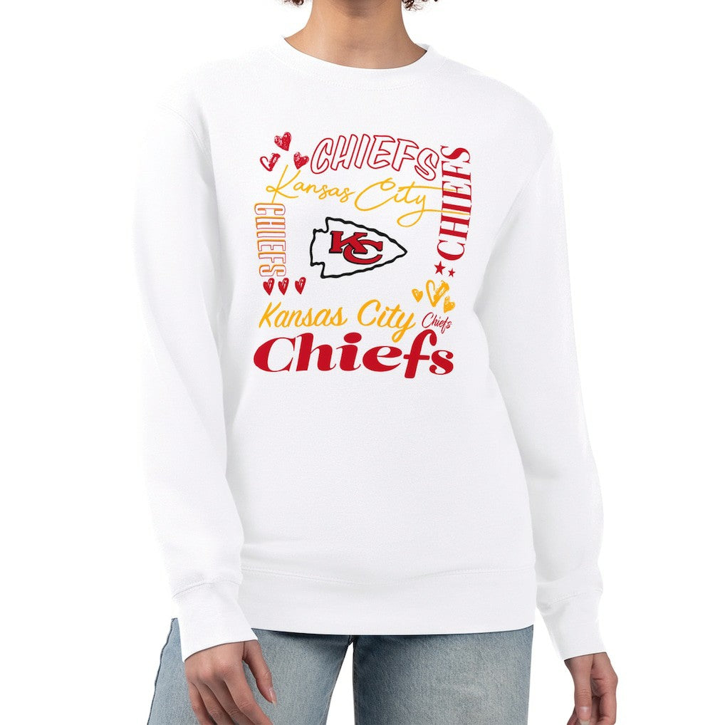 Kansas City Chiefs G-III 4Her by Carl Banks Women's Collage Graphic Fleece Pullover Sweatshirt White