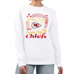 Kansas City Chiefs G-III 4Her by Carl Banks Women's Collage Graphic Fleece Pullover Sweatshirt White