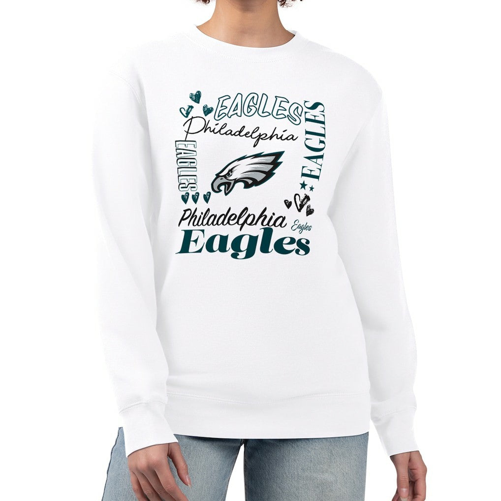 Philadelphia Eagles G-III 4Her by Carl Banks Women's Collage Graphic Fleece Pullover Sweatshirt White