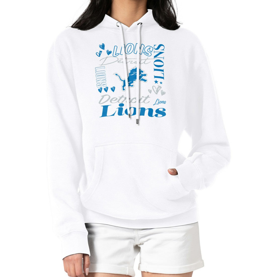 Detroit Lions G-III 4Her by Carl Banks Women's Collage Graphic Fleece Pullover Hoodie White