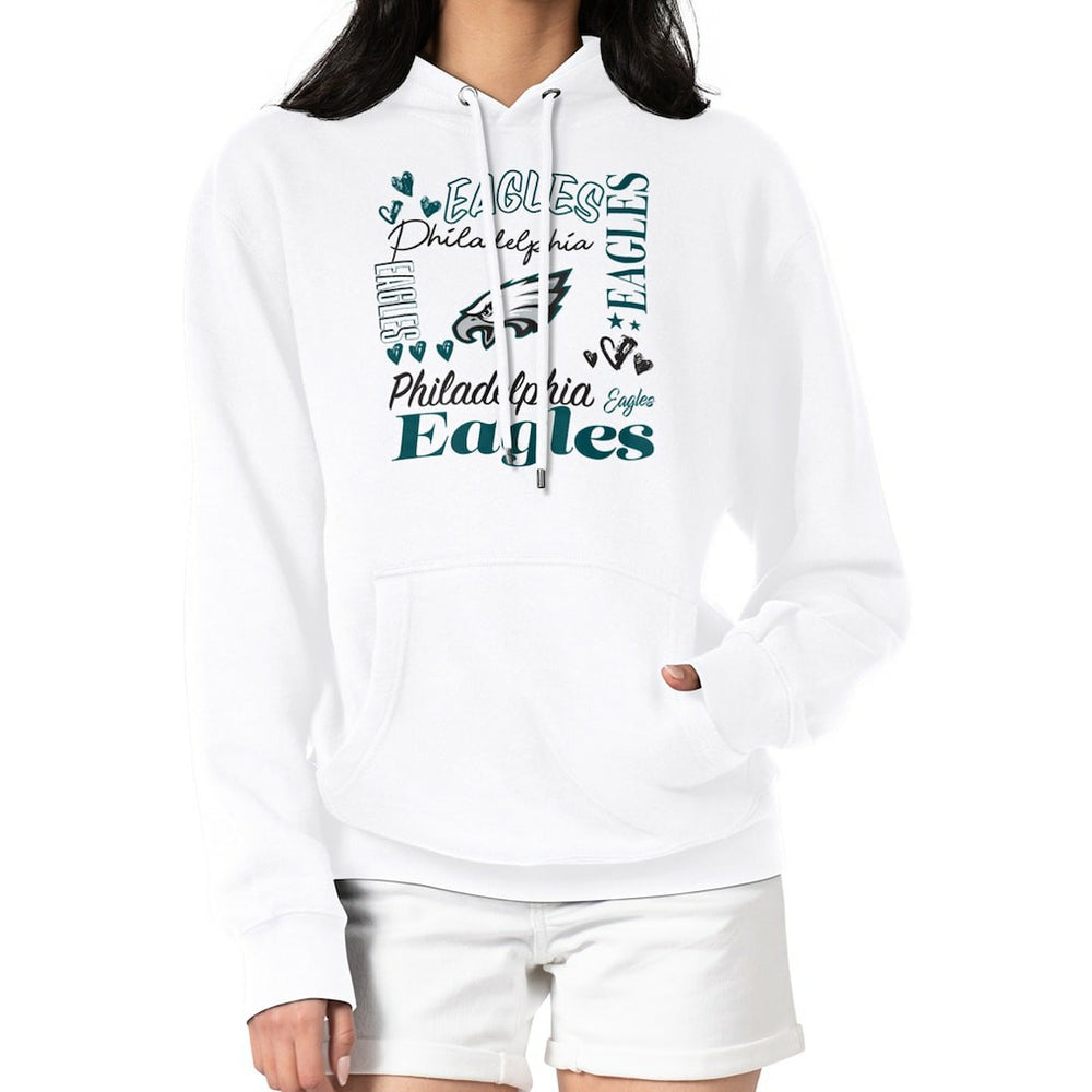Philadelphia Eagles G-III 4Her by Carl Banks Women's Collage Graphic Fleece Pullover Hoodie White