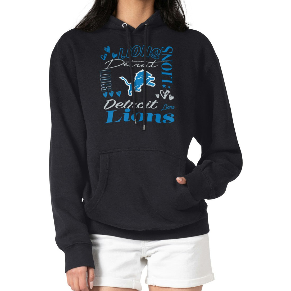 Detroit Lions G-III 4Her by Carl Banks Women's Collage Graphic Fleece Pullover Hoodie Black