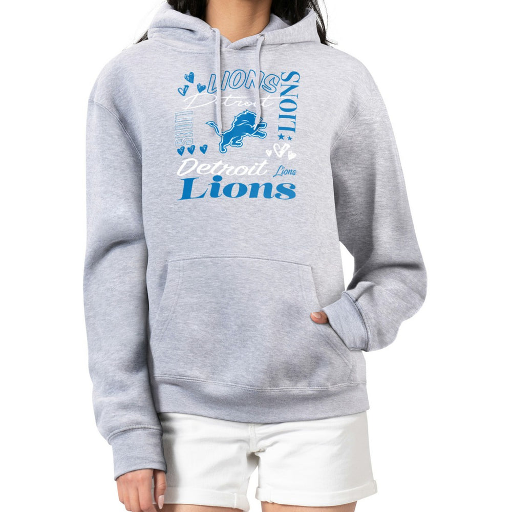 Detroit Lions G-III 4Her by Carl Banks Women's Collage Graphic Fleece Pullover Hoodie Heather Gray