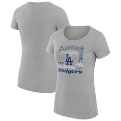 Los Angeles Dodgers G-III 4Her by Carl Banks Women's Super-Slim Fit Lightweight Collage Team Graphic Crew Neck T-Shirt - Heather Gray T-shirts