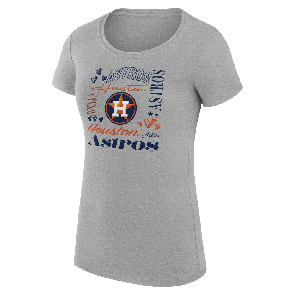 Houston Astros G-III 4Her by Carl Banks Women's Super-Slim Fit Lightweight Collage Team Graphic Crew Neck T-Shirt - Heather Gray T-shirts