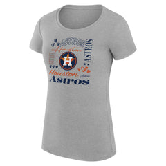 Houston Astros G-III 4Her by Carl Banks Women's Super-Slim Fit Lightweight Collage Team Graphic Crew Neck T-Shirt - Heather Gray T-shirts