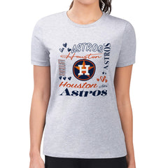 Houston Astros G-III 4Her by Carl Banks Women's Super-Slim Fit Lightweight Collage Team Graphic Crew Neck T-Shirt - Heather Gray T-shirts