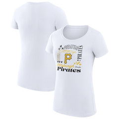 Pittsburgh Pirates G-III 4Her by Carl Banks Women's Super-Slim Fit Lightweight Collage Team Graphic Crew Neck T-Shirt - White T-shirts