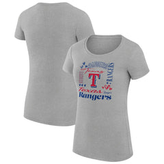 Texas Rangers G-III 4Her by Carl Banks Women's Super-Slim Fit Lightweight Collage Team Graphic Crew Neck T-Shirt - Heather Gray T-shirts
