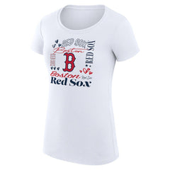 Boston Red Sox G-III 4Her by Carl Banks Women's Super-Slim Fit Lightweight Collage Team Graphic Crew Neck T-Shirt - White T-shirts