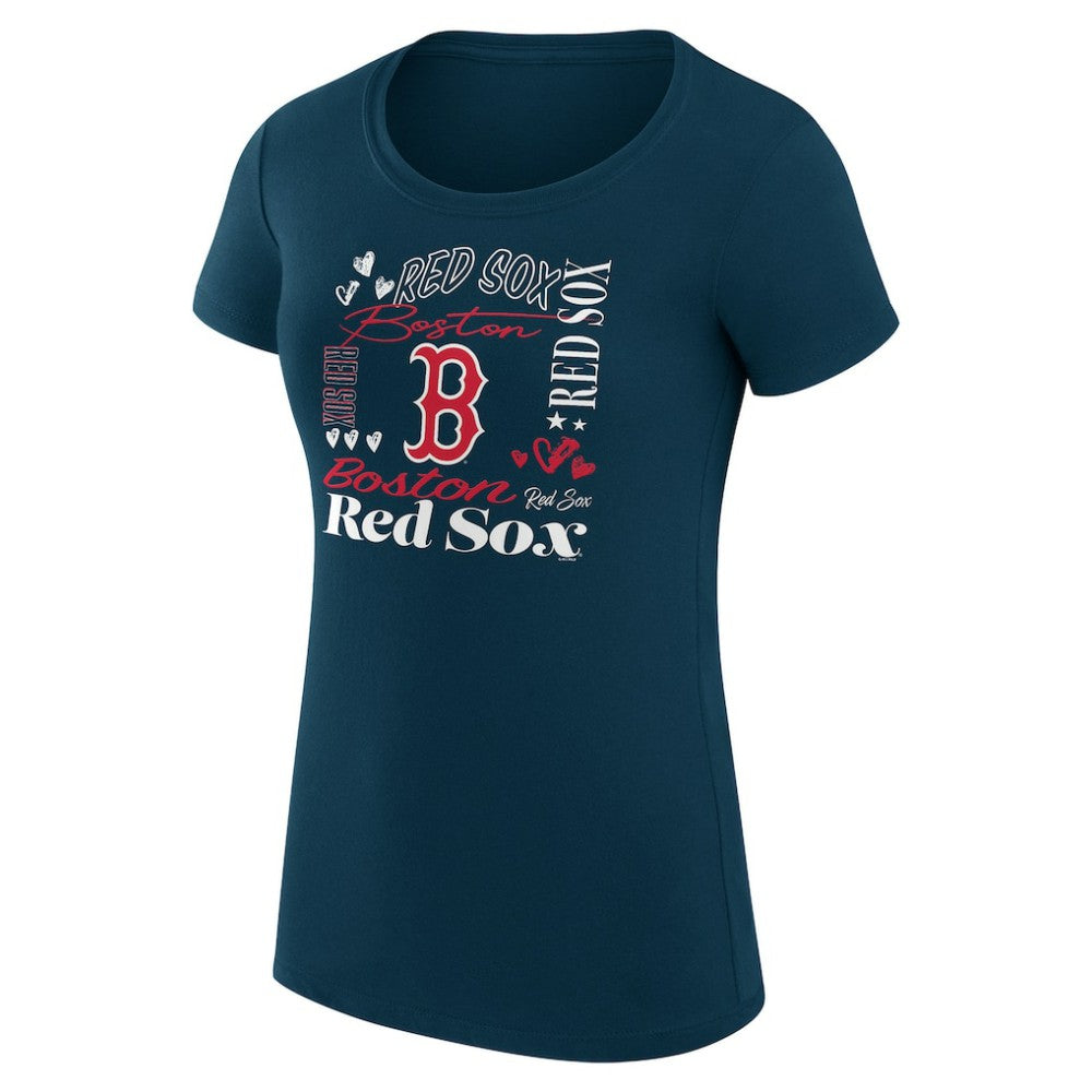 Boston Red Sox G-III 4Her by Carl Banks Women's Super-Slim Fit Lightweight Collage Team Graphic Crew Neck T-Shirt - Navy T-shirts