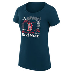 Boston Red Sox G-III 4Her by Carl Banks Women's Super-Slim Fit Lightweight Collage Team Graphic Crew Neck T-Shirt - Navy T-shirts
