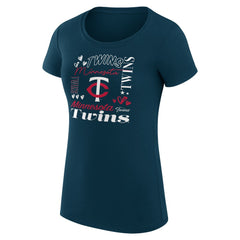 Minnesota Twins G-III 4Her by Carl Banks Women's Super-Slim Fit Lightweight Collage Team Graphic Crew Neck T-Shirt - Navy T-shirts