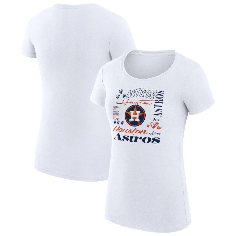 Houston Astros G-III 4Her by Carl Banks Women's Super-Slim Fit Lightweight Collage Team Graphic Crew Neck T-Shirt - White T-shirts