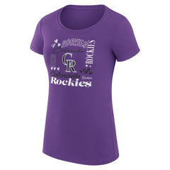 Colorado Rockies G-III 4Her by Carl Banks Women's Super-Slim Fit Lightweight Collage Team Graphic Crew Neck T-Shirt - Purple T-shirts