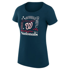 Washington Nationals G-III 4Her by Carl Banks Women's Super-Slim Fit Lightweight Collage Team Graphic Crew Neck T-Shirt - Navy T-shirts