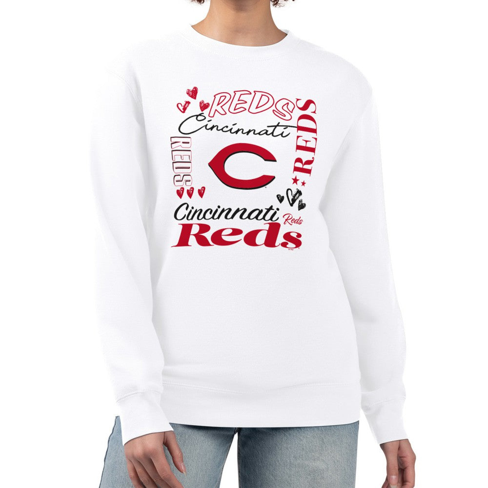 Cincinnati Reds G-III 4Her by Carl Banks Women's Collage Team Graphic Fleece Pullover Hoodie - White Hoodies