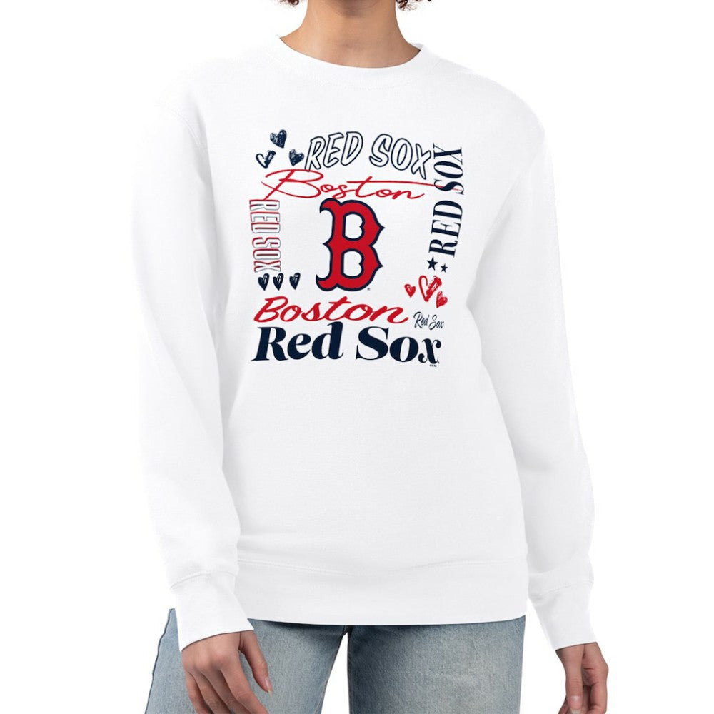 Boston Red Sox G-III 4Her by Carl Banks Women's Collage Team Graphic Fleece Pullover Hoodie - White Hoodies