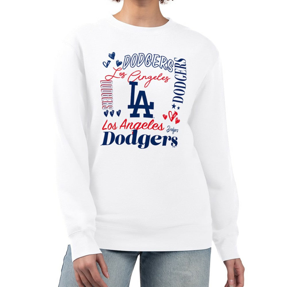 Los Angeles Dodgers G-III 4Her by Carl Banks Women's Collage Team Graphic Fleece Pullover Hoodie - White Hoodies
