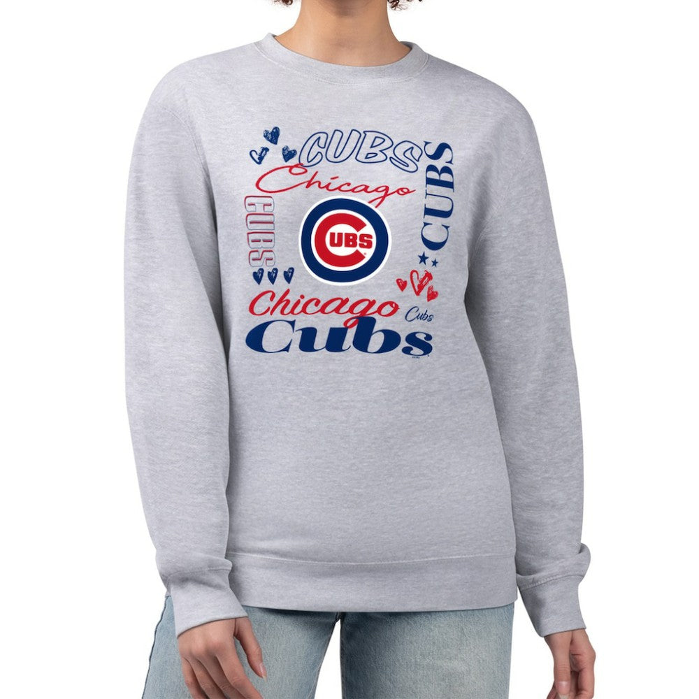 Chicago Cubs G-III 4Her by Carl Banks Women's Collage Team Graphic Fleece Pullover Hoodie - Heather Gray Hoodies