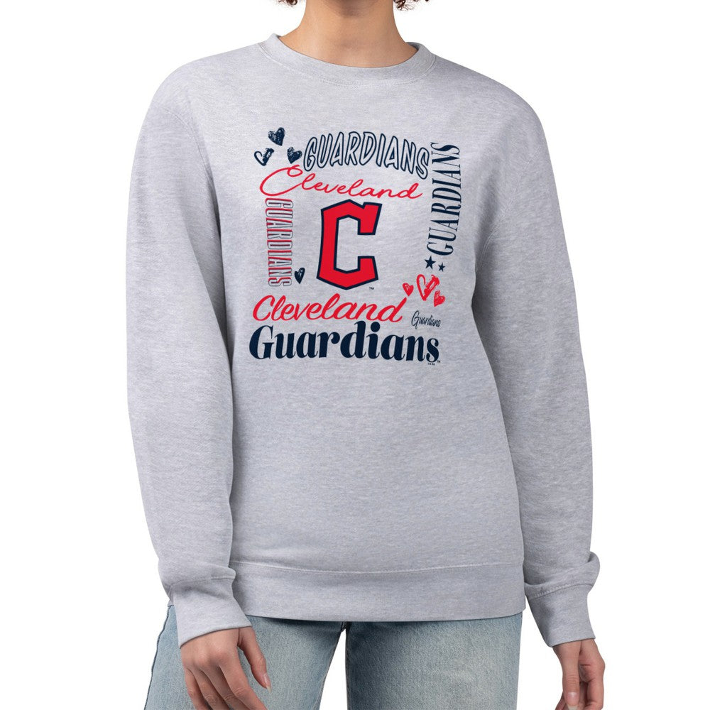 Cleveland Guardians G-III 4Her by Carl Banks Women's Collage Team Graphic Fleece Pullover Hoodie - Heather Gray Hoodies
