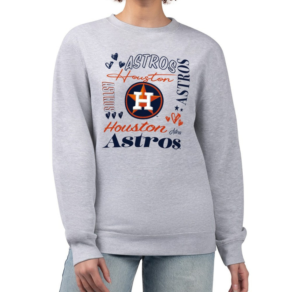 Houston Astros G-III 4Her by Carl Banks Women's Collage Team Graphic Fleece Pullover Hoodie - Heather Gray Hoodies