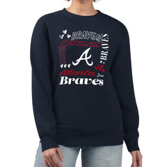 Atlanta Braves G-III 4Her by Carl Banks Women's Collage Team Graphic Fleece Pullover Hoodie - Navy Hoodies