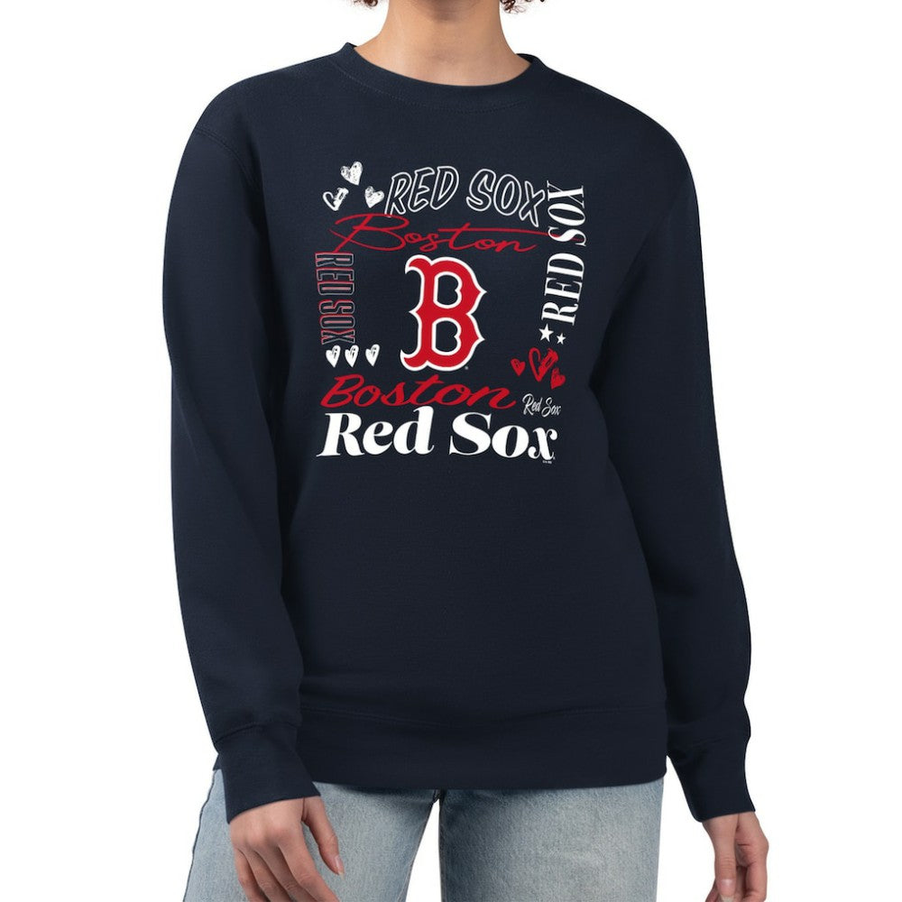 Boston Red Sox G-III 4Her by Carl Banks Women's Collage Team Graphic Fleece Pullover Hoodie - Navy Hoodies
