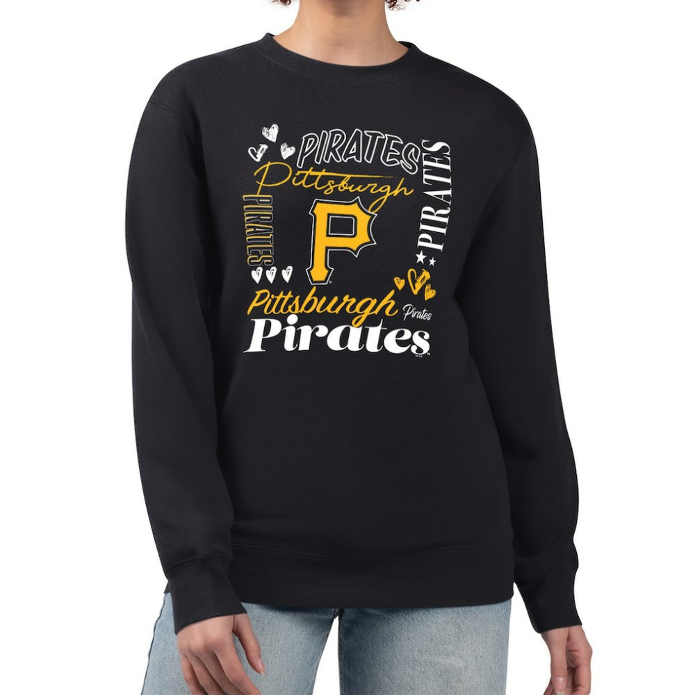 Pittsburgh Pirates G-III 4Her by Carl Banks Women's Collage Team Graphic Fleece Pullover Hoodie - Black Hoodies