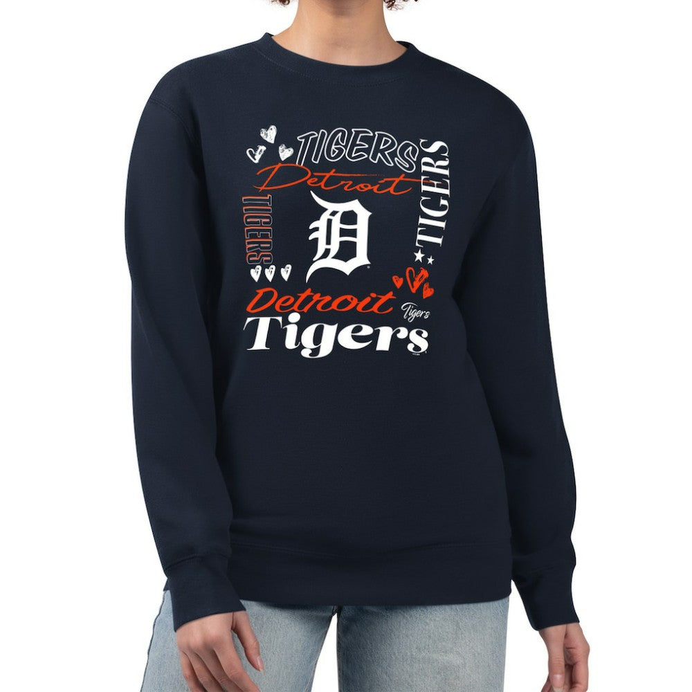 Detroit Tigers G-III 4Her by Carl Banks Women's Collage Team Graphic Fleece Pullover Hoodie - Navy Hoodies
