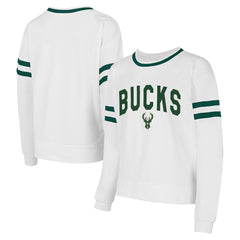 Milwaukee Bucks Concepts Sport Women's Borough Pullover Sweatshirt White