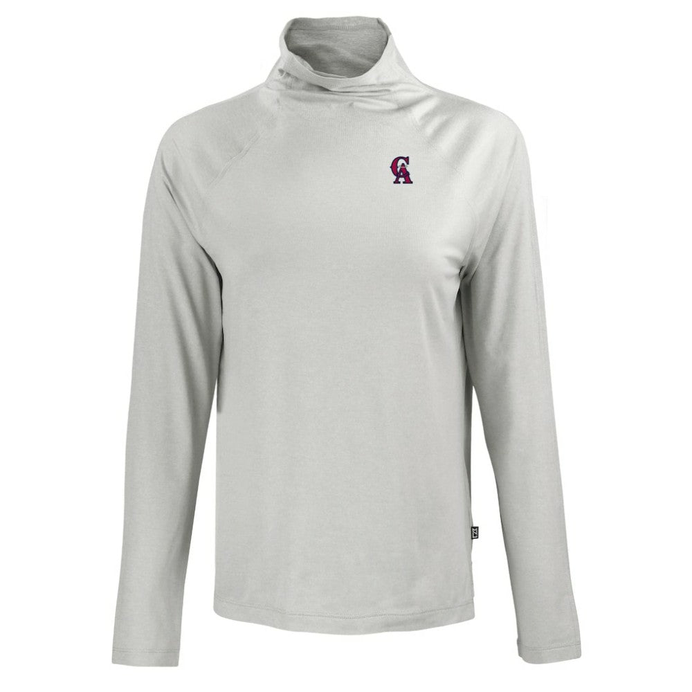 California Angels Cutter & Buck Women's Cooperstown Collection Coastline Epic Comfort Eco Recycled Funnel Neck Raglan Pullover Top - Gray Pullover