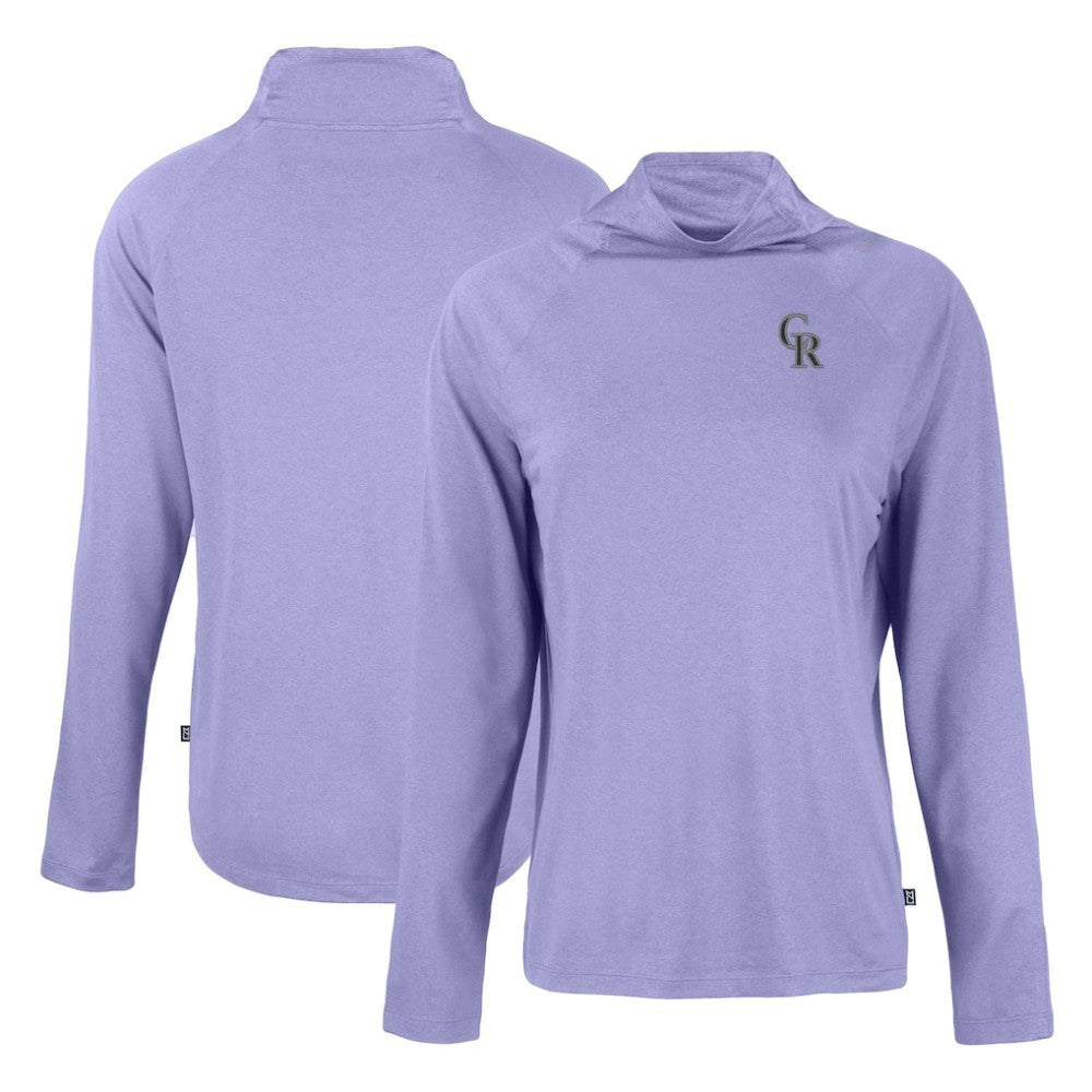 Colorado Rockies Cutter & Buck Women's  Coastline Epic Comfort Eco Recycled Funnel Neck Raglan Pullover Top - Purple Pullover