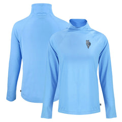 Kansas City Royals Cutter & Buck Women's City Connect Coastline Epic Comfort Eco Recycled Funnel Neck Raglan Pullover Top - Powder Blue Pullover