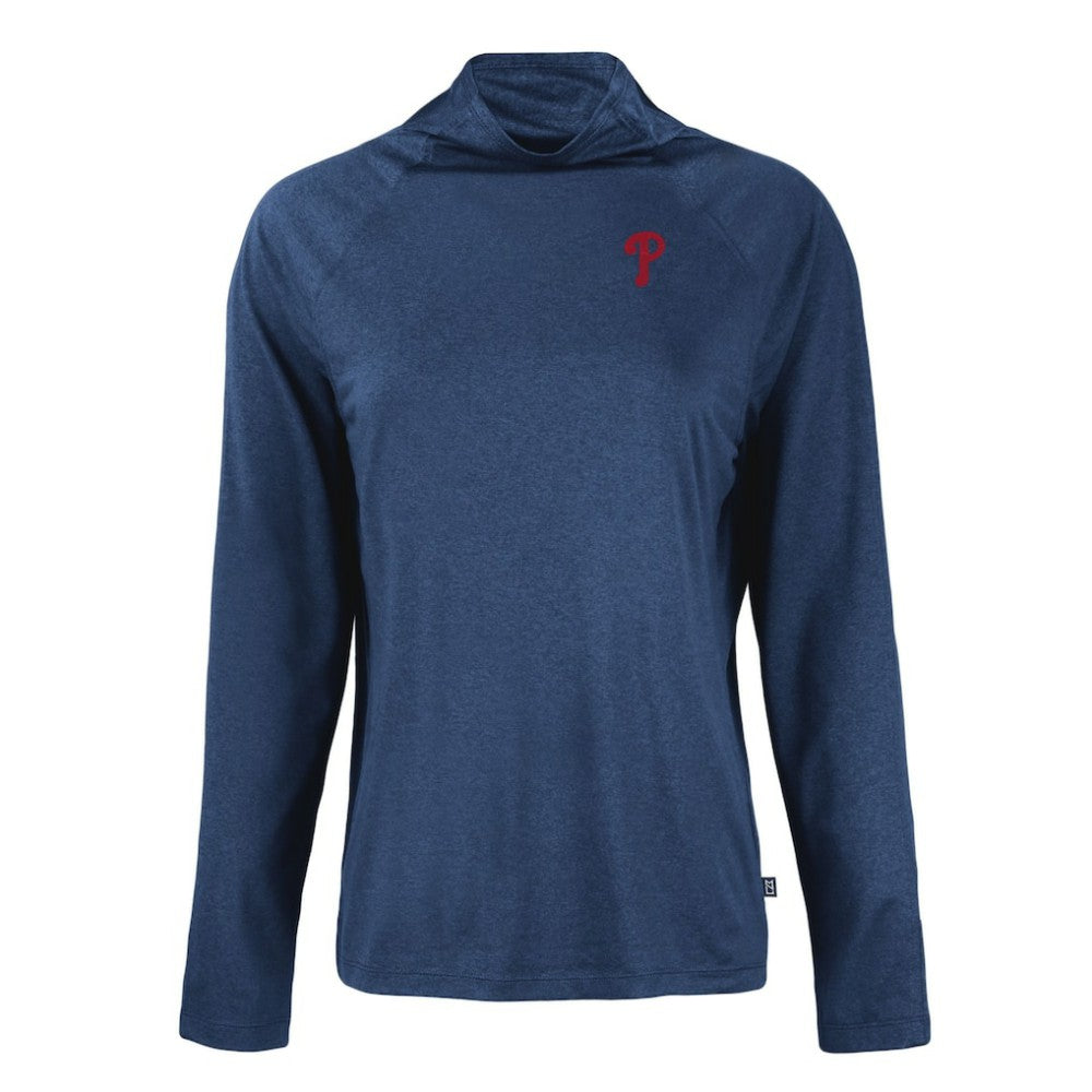 Philadelphia Phillies Cutter & Buck Women's  Coastline Epic Comfort Eco Recycled Funnel Neck Raglan Pullover Top - Navy Pullover
