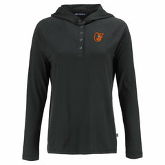 Baltimore Orioles Cutter & Buck Women's  Coastline Epic Comfort Eco Recycled Hoodie Raglan Long Sleeve T-Shirt - Black Hoodies