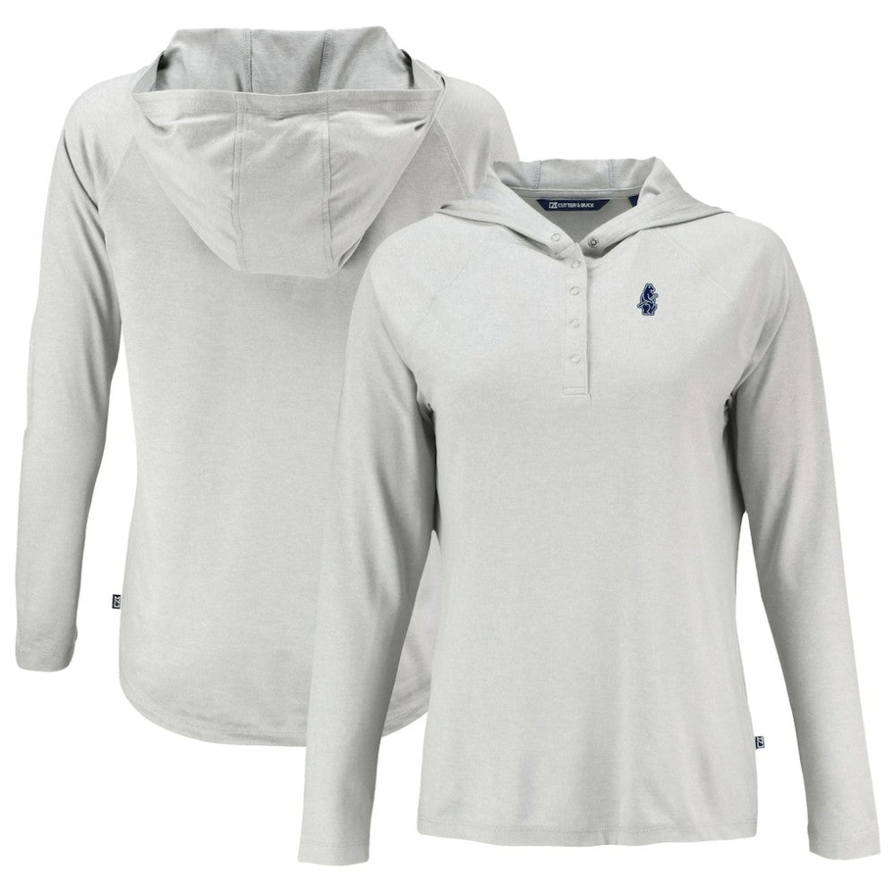 Chicago Cubs Cutter & Buck Women's Cooperstown Coastline Epic Comfort Eco Recycled Hoodie Raglan Long Sleeve T-Shirt - Gray Hoodies