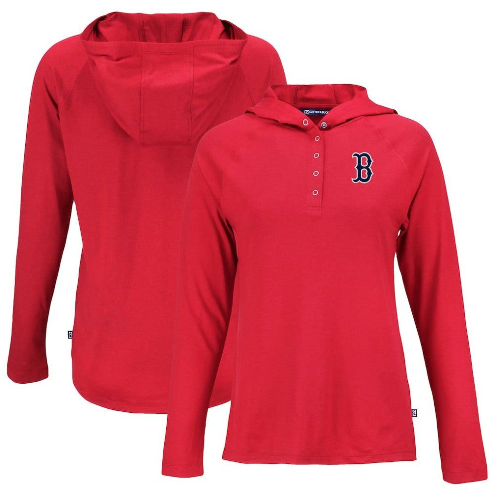 Boston Red Sox Cutter & Buck Women's  Coastline Epic Comfort Eco Recycled Hoodie Raglan Long Sleeve T-Shirt - Red Hoodies