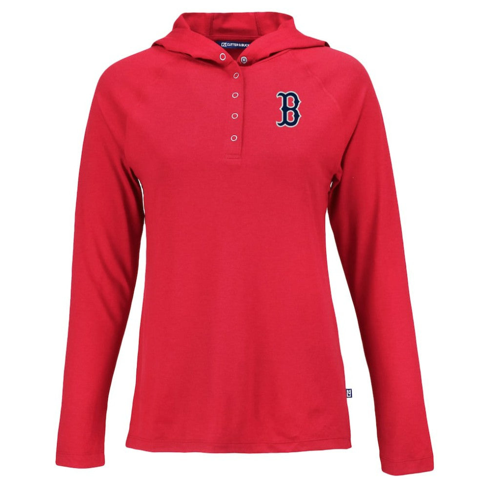 Boston Red Sox Cutter & Buck Women's  Coastline Epic Comfort Eco Recycled Hoodie Raglan Long Sleeve T-Shirt - Red Hoodies
