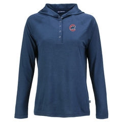 Chicago Cubs Cutter & Buck Women's  Coastline Epic Comfort Eco Recycled Hoodie Raglan Long Sleeve T-Shirt - Navy Hoodies
