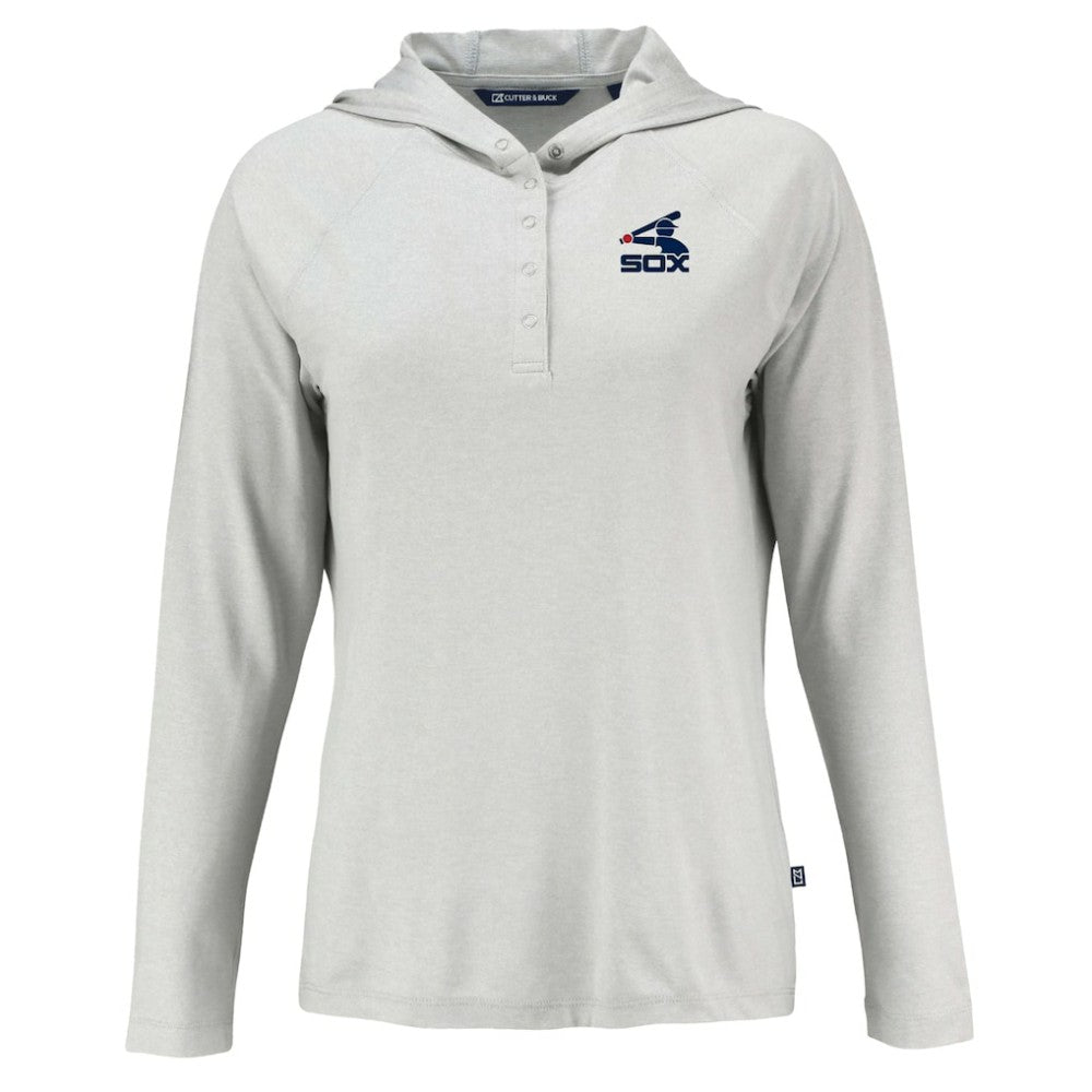 Chicago White Sox Cutter & Buck Women's Cooperstown Collection Coastline Epic Comfort Eco Recycled Hoodie Raglan Long Sleeve T-Shirt - Gray Hoodies