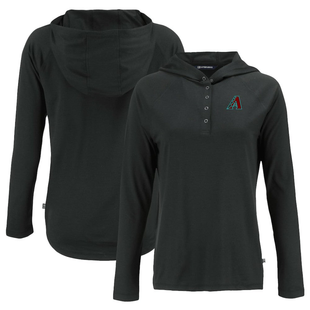 Arizona Diamondbacks Cutter & Buck Women's  Coastline Epic Comfort Eco Recycled Hoodie Raglan Long Sleeve T-Shirt - Black Hoodies