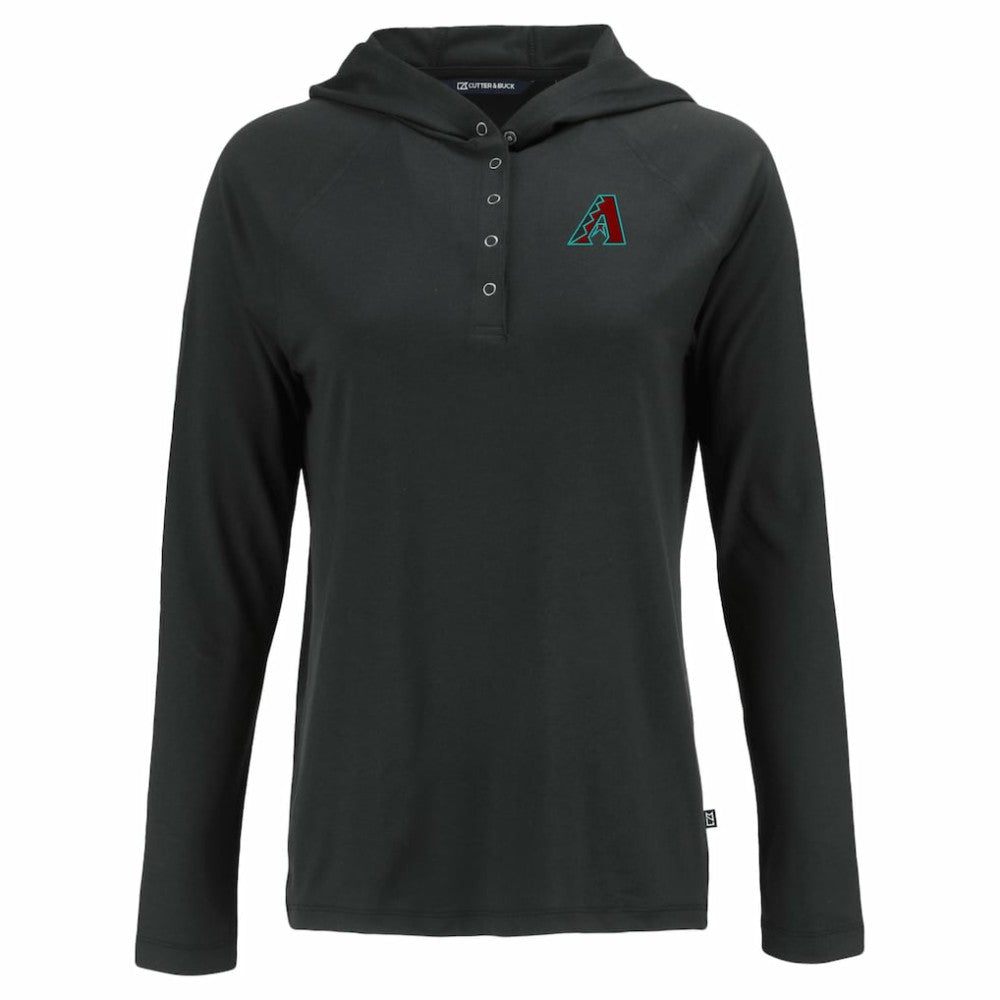 Arizona Diamondbacks Cutter & Buck Women's  Coastline Epic Comfort Eco Recycled Hoodie Raglan Long Sleeve T-Shirt - Black Hoodies