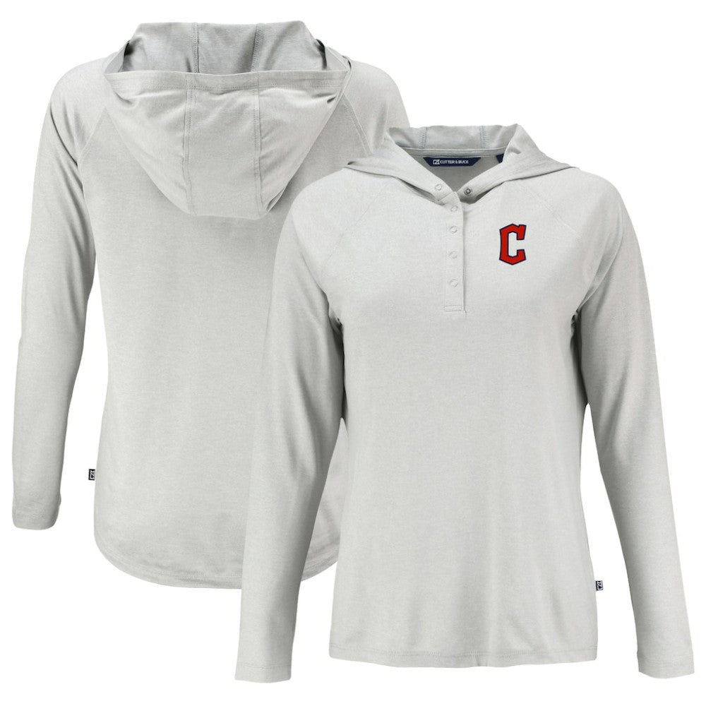 Cleveland Guardians Cutter & Buck Women's  Coastline Epic Comfort Eco Recycled Hoodie Raglan Long Sleeve T-Shirt - Gray Hoodies
