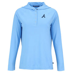 Atlanta Braves Cutter & Buck Women's  Coastline Epic Comfort Eco Recycled Hoodie Raglan Long Sleeve T-Shirt - Powder Blue Hoodies