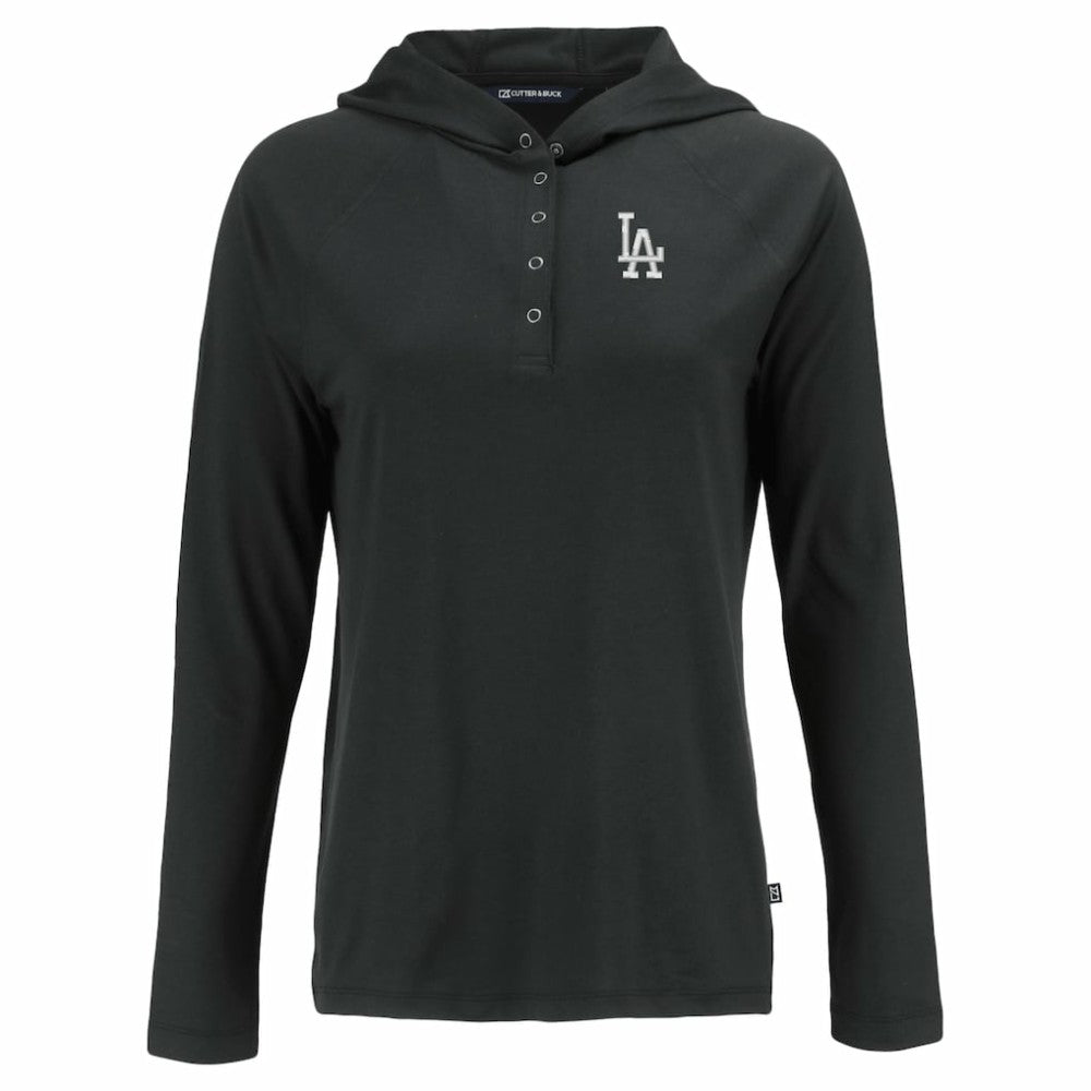 Los Angeles Dodgers Cutter & Buck Women's  Coastline Epic Comfort Eco Recycled Hoodie Raglan Long Sleeve T-Shirt - Black Hoodies